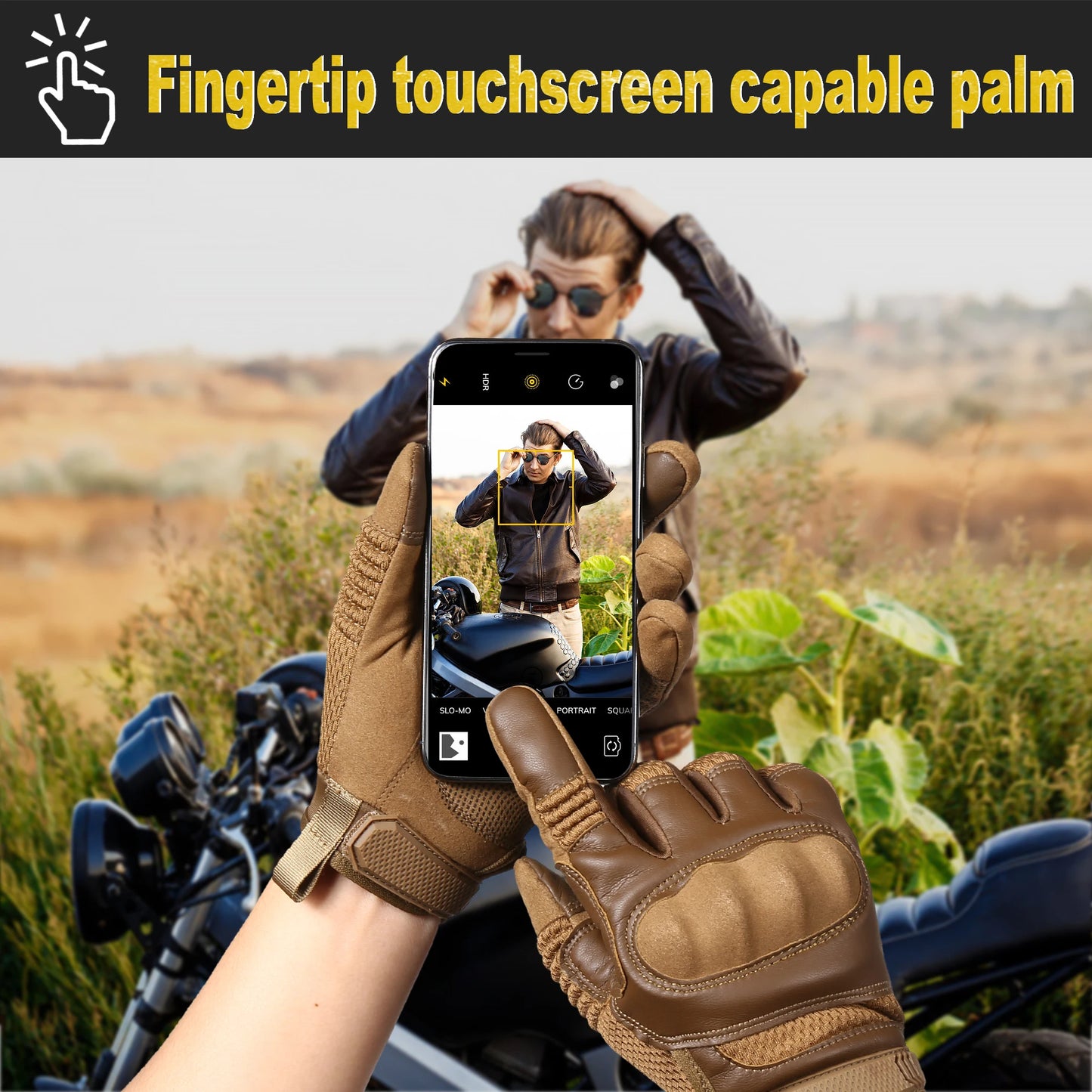 PU Leather Tactical Gloves Touch Screen Cycling Hard Shell Hiking Combat Hunting Airsoft Driving Bicycle Anti-slip Bike Mittens