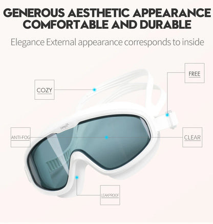 Gafas de natación antivaho COPOZZ 2022 con lentes de forma completa y protección UV con marco de silicona grande para hombres y mujeres