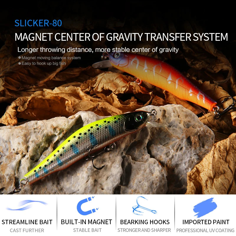 BEARKING 80mm 8.5g professional quality magnet weight fishing lures minnow crank hot model Artificial Bait Tackle