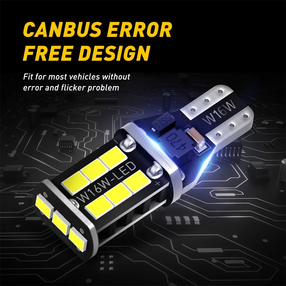 AUXITO 2PCS T15 W16W LED Canbus No Error Bulbs 2835 SMD Backup Reverse Light 921 912 Bulb Car Reversing Lamp Xenon 6000K White