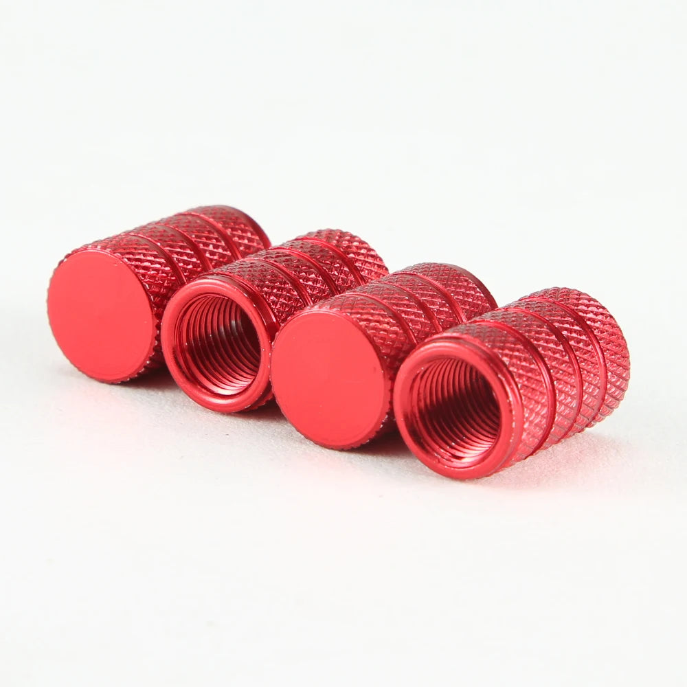 DSYCAR 4Pcs Silver Car Tire Valve Stems Cap Knurling Style Tire Valve Cap Aluminum Tire Wheel Stem Air Valve Cap for US Schrader