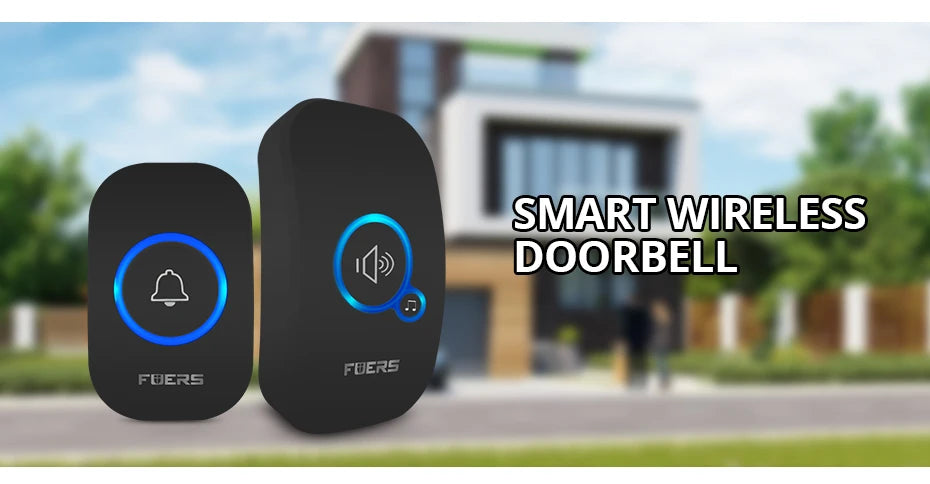 Fuers Wireless Doorbell Home Welcome Smart Door bell 150M Long Wireless Distance 32 Songs Home Welcome Chimes ringtone Colorful