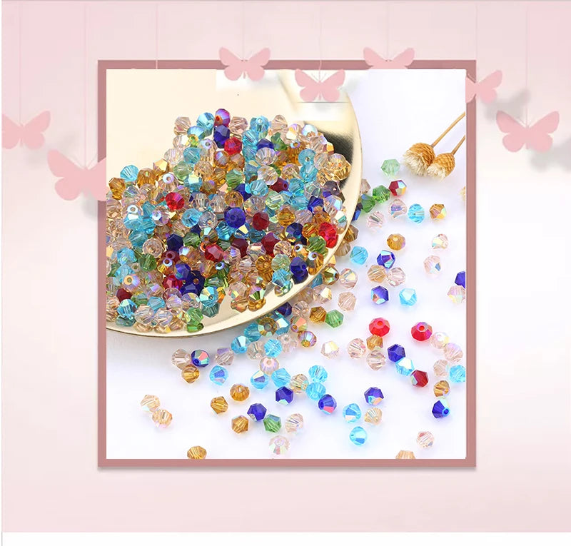 Wholesale 1000pcs Big Bag Colorful 4mm Bicone Crystal Beads Glass Beads Loose Spacer Beads bracelet Jewelry Making Accessories