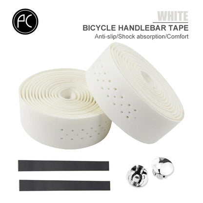 PCycling Bicycle Handlebar Tape Road Bike PU Leather Perforated Belt Breathable Soft Bike Handlebar Tape MTB Fixed Gear Belt