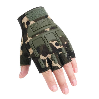 1Pair Gear Fingerless Hard Knuckle Tactical Gloves Men Half Finger Fitness Sport Gym Driving Riding Motorcycle Gloves