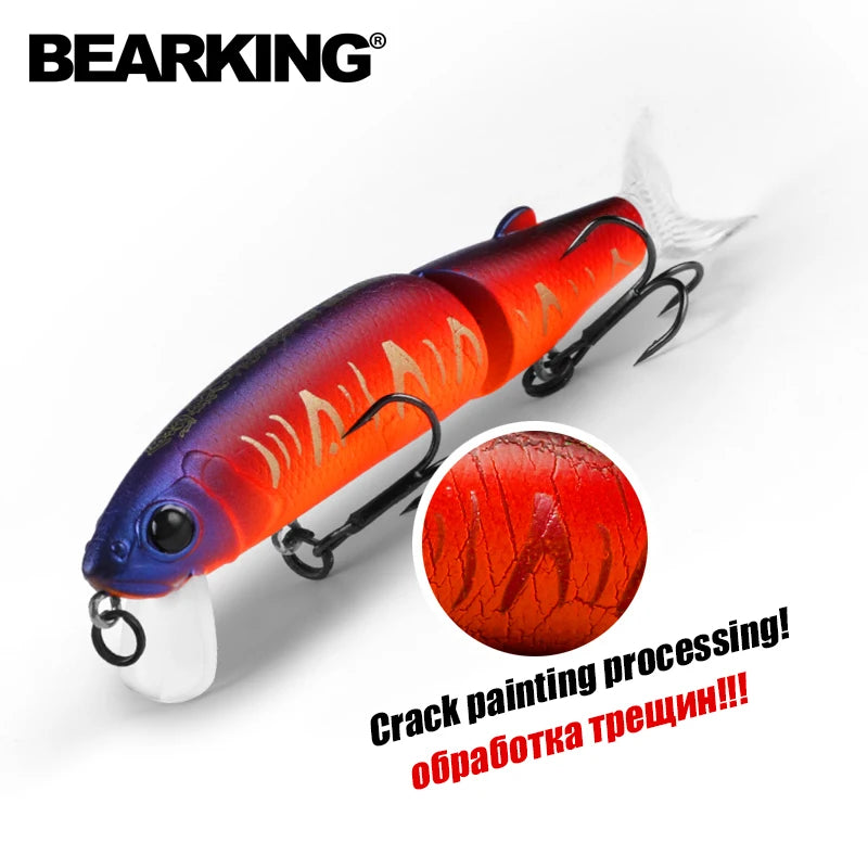 Señuelo de pesca profesional Bearking de 11,3 cm y 13,7 g, de calidad pececillo, cebo para nadar, cebo articulado, equipado con anzuelo negro o blanco