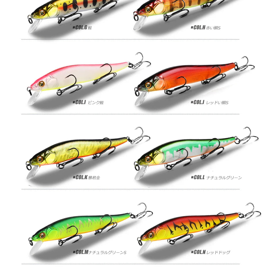 BEARKING 11cm 14g Señuelos de pesca duros superiores Cebos de calidad Minnow Wobblers Buena acción Aparejos de pesca profesionales artificiales