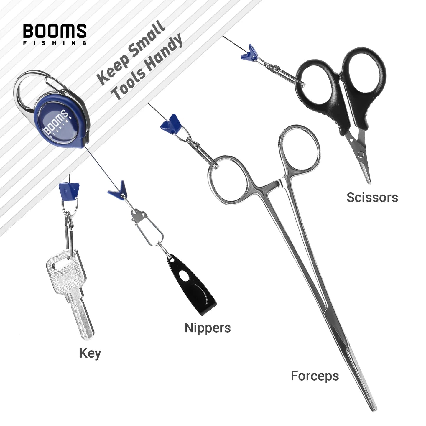 Booms Fishing RG1 Fly Fishing Retractor Tools Extractor Keeper Retractable Key Chain Reel Badge Holder Tackle Boxes Accessories