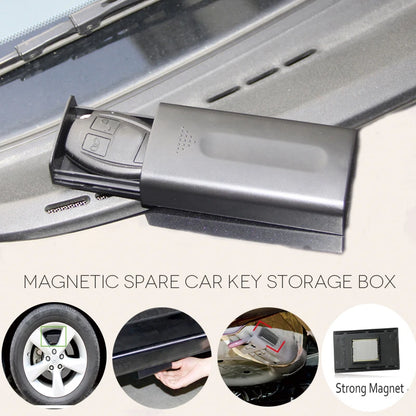 NewCreative Magnetic Black Safe Box Car Key Holder Hidden Storage Secret Outdoor Stash For Home Office Car Truck Caravan