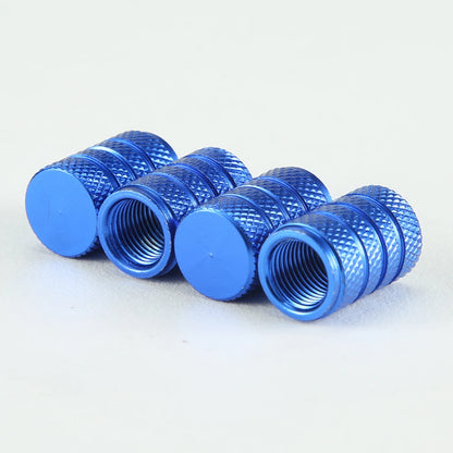 DSYCAR 4Pcs Silver Car Tire Valve Stems Cap Knurling Style Tire Valve Cap Aluminum Tire Wheel Stem Air Valve Cap for US Schrader