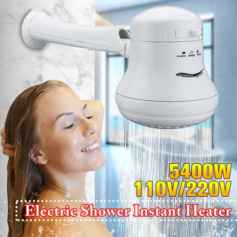 Electric Shower Head 110V/220V Instant Water Heater Temperature Controller 5.7ft Hose Bracket 3800W-5400W