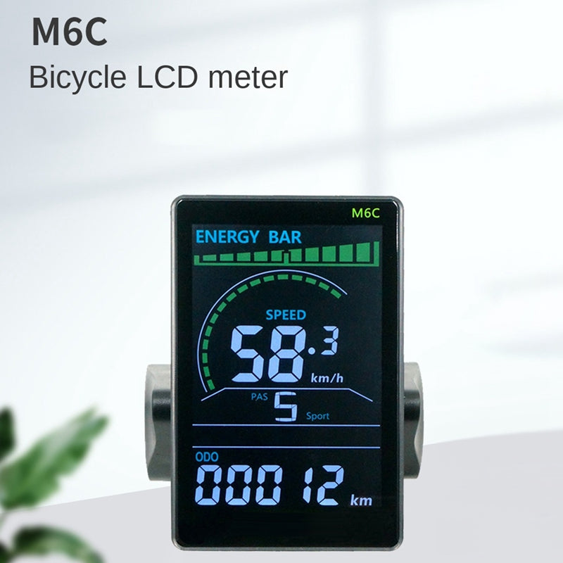 Pantalla LCD para bicicleta eléctrica M6C, medidor de 24 V-60 V, panel LCD a color con USB para bicicleta eléctrica de montaña (5 pines)