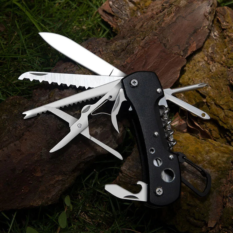 Outdoor Multitool Folding Swiss Knife Camp EDC Knife Portable Scissors Bottle Opener Military Fold Pocket Knife Protect Tool