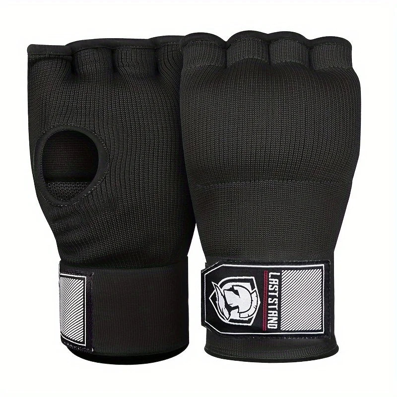 Guante de boxeo de gel de medio dedo para MMA, vendaje interior para entrenamiento de Sanda Muay Thai, con correa larga para la muñeca, accesorio para entrenamiento de boxeo