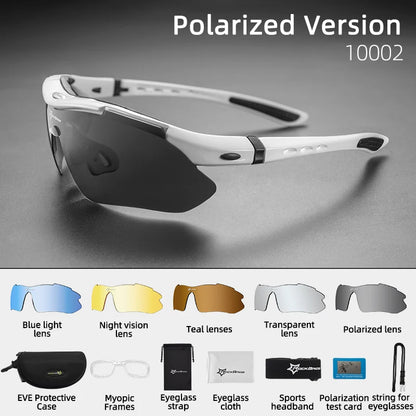 Gafas de ciclismo polarizadas ROCKBROS, gafas de sol deportivas para hombre, gafas de protección para ciclismo de montaña o carretera, 5 lentes