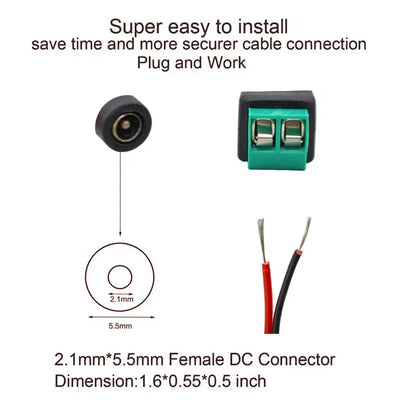 5pairs DC 12V Male Female Connectors 2.1*5.5mm Power Plug Adapter Jacks Sockets Connector For Signal Color LED Strip CCTV Camera