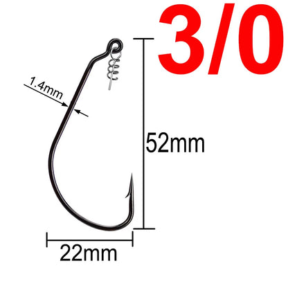 20pcs Wide Gap Worm Fishing Hooks Jig Crank Big Bass Hook Black High Carbon Steel Crank Barbed Hook for Soft Fishing Lure