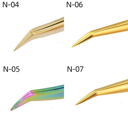 Pinzas para extensiones de pestañas NAGARAKU, pinzas de acero inoxidable para maquillaje, pinzas 3D precisas