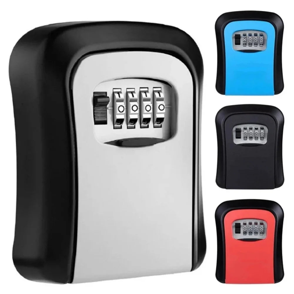 Wall Mount Key Lock Box 4 Digit Password Code Security Lock No Key for Home Office Key Safe Secret Storage Box Organizer