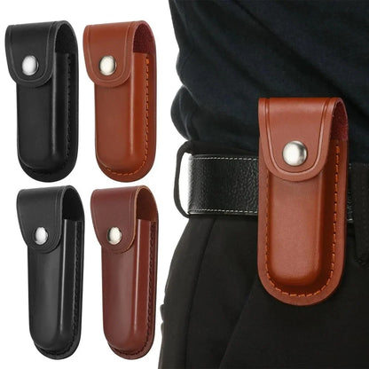 Folding Knife Scabbard Tool Portable Flashlight Belt Loop Case Holder Leather Sheath Pocket Hunt Camp Outdoor Carry