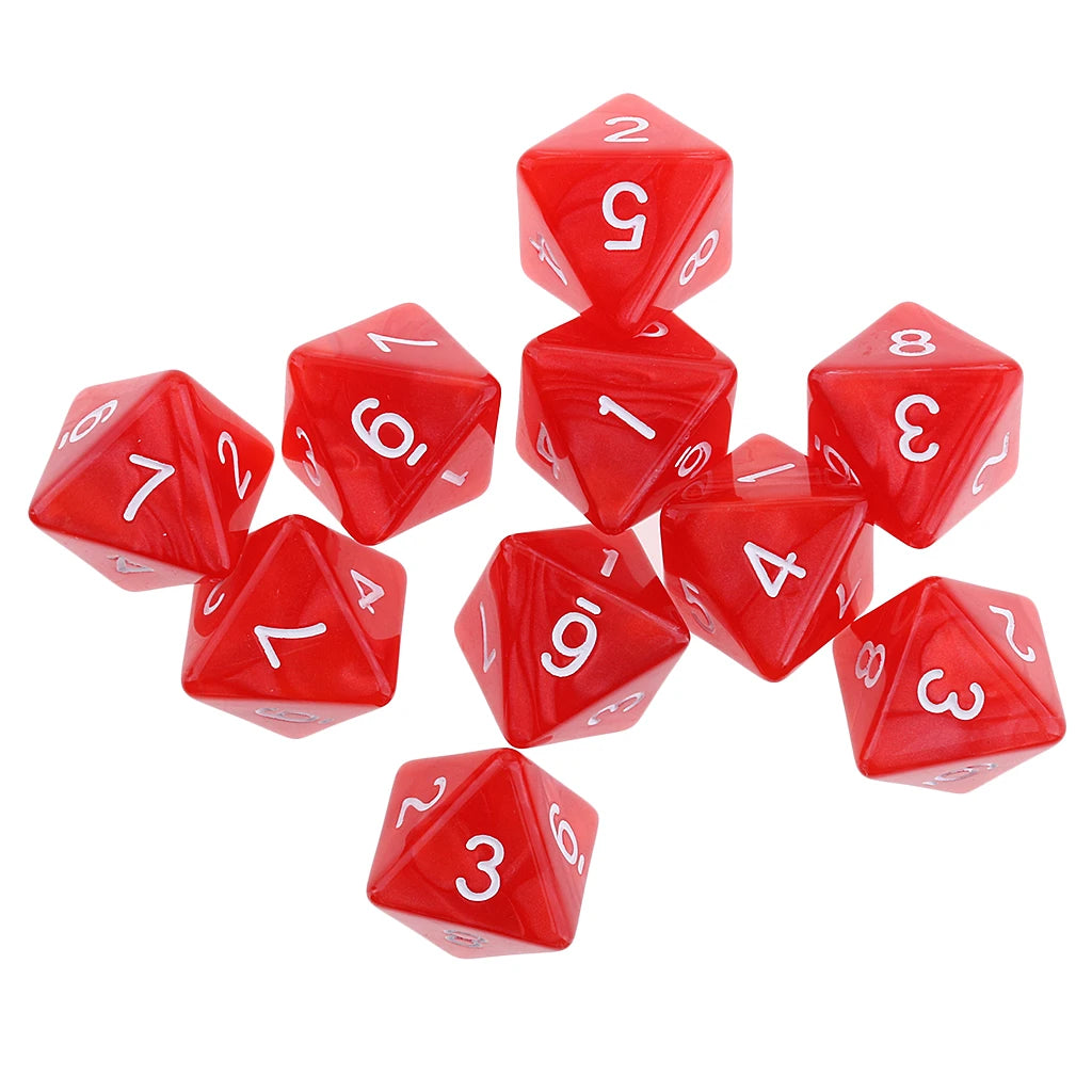 10pcs 10 Sided Dice D10 D8 Polyhedral Dice for  Games 16mm  RPG  Dice Family   Dice