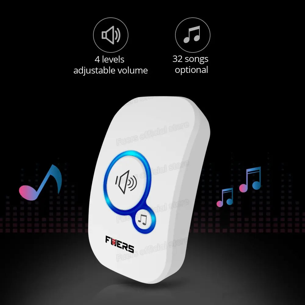 Fuers Wireless Doorbell Waterproof Welcome Chime Home Door Bell Intelligent 32 Songs Smart Alarm With Battery For Store Hotel