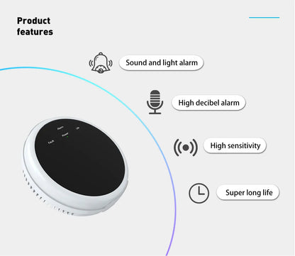 Detector de fugas de gas natural con WiFi, alarma de seguridad contra incendios, control por aplicación Tuya, pantalla LCD inteligente para el hogar