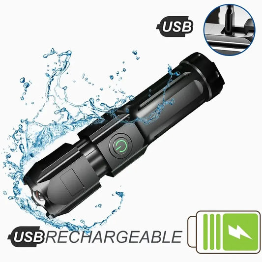 Potente linterna LED recargable USB 18650 impermeable zoom pesca caza camping 100.000 lúmenes linterna táctica LED FL