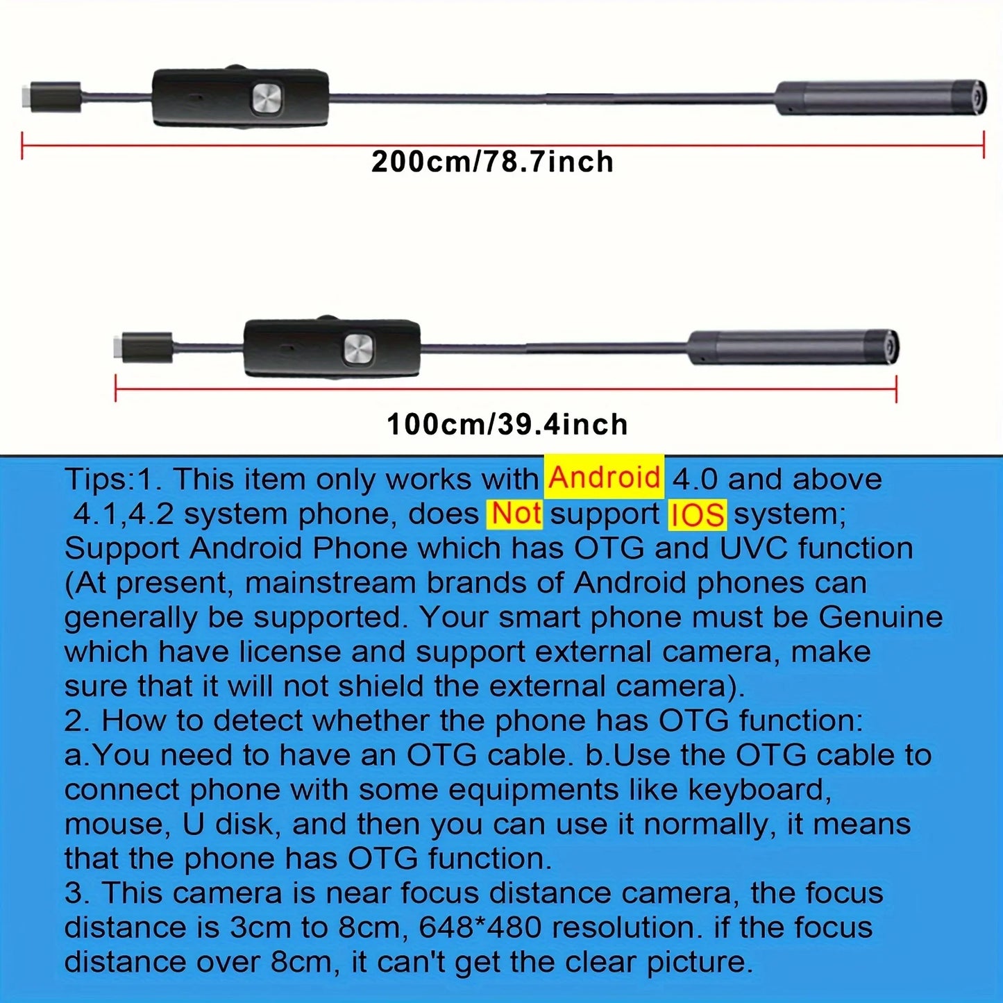 Sewer Industrial Endoscope Flexible Snake Mini Camera Automotive Borescope Piping Endoscopy Type C for Android 7mm Waterproof