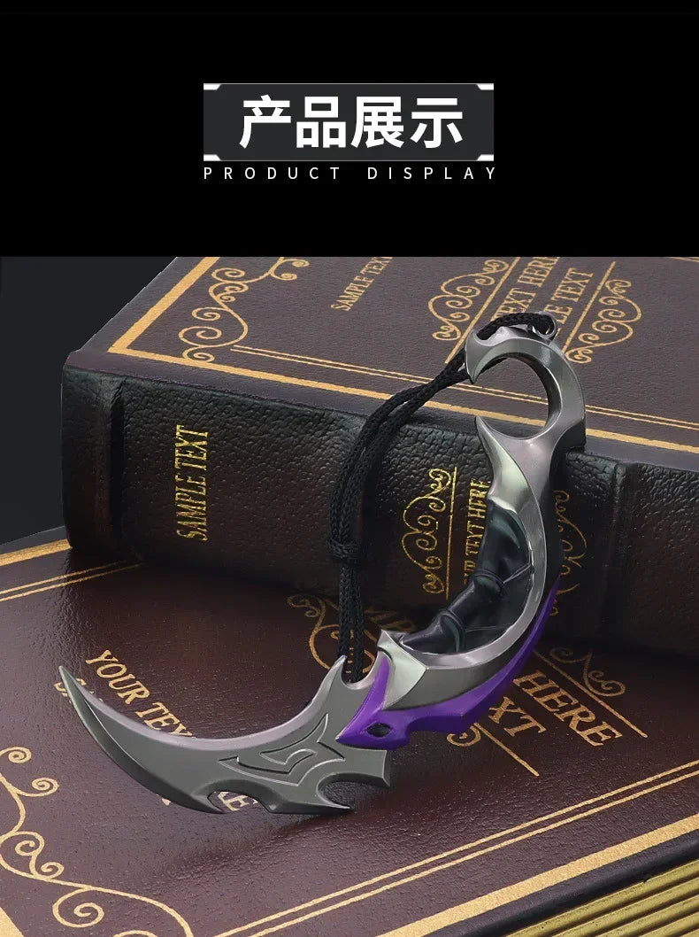 Valorant - Cuchillo Karambit de 15 cm para combate cuerpo a cuerpo, espada samurái katana periférica de metal, hoja sin cortar, adornos, juguetes de regalo para niños