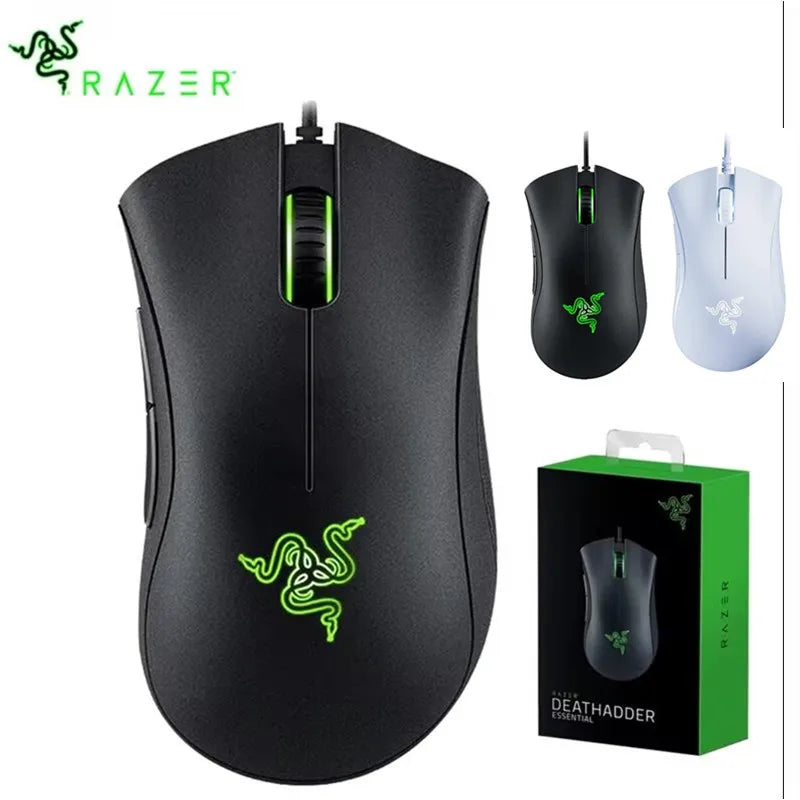 Ratón para juegos con cable Razer DeathAdder Essential / Ratones con cable 6400 DPI 5 botones independientes para computadora portátil Gamer