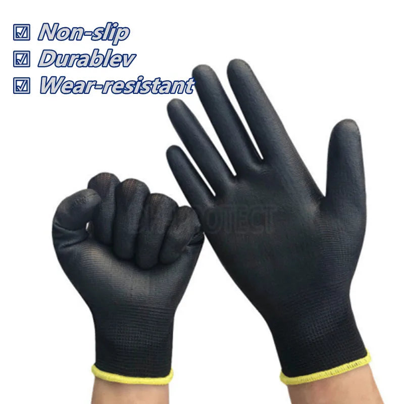 10/20 Pair Logo Free Polyurethane Gloves Safety Work Gloves Repair Gloves Palm Coated Gloves Carpenter Repairman Supplies