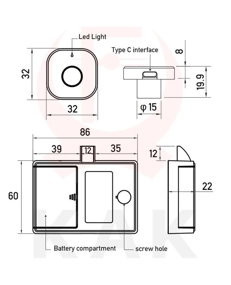 KAK Biometric Fingerprint Lock Black Keyless Cabinet Lock Smart Drawer Locks Anti-theft Door Lock Long Standby Time Door Hardwar