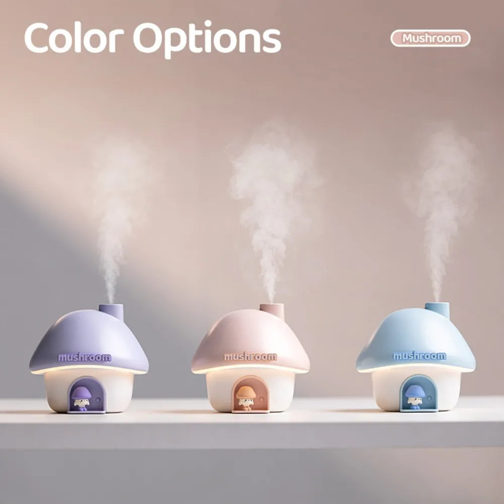 Mushroom House Humidifiers Home Mini Essential Oils Aromatherapy Diffuser Cute Mushroom Doll with Clourful Ambient Night Lights