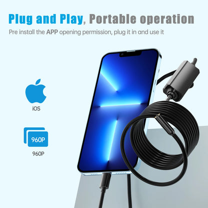 F99 Wifi Endoscope Camera HD720P 8mmLens USB Camera Semi-rigid Cable Waterproof Iphone Android Wireless Car Inspection Borescope