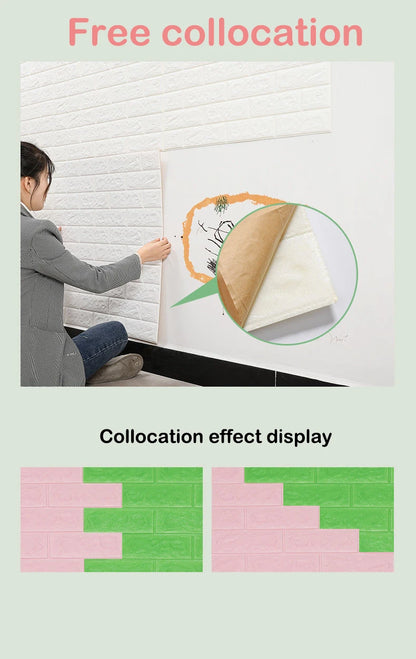 DIY 3D Wall Sticker Wallpaper Roll Self Adhesive Foam Brick Soft Kitchen Room Wall Decor Wall Panels Background Wall Decoration