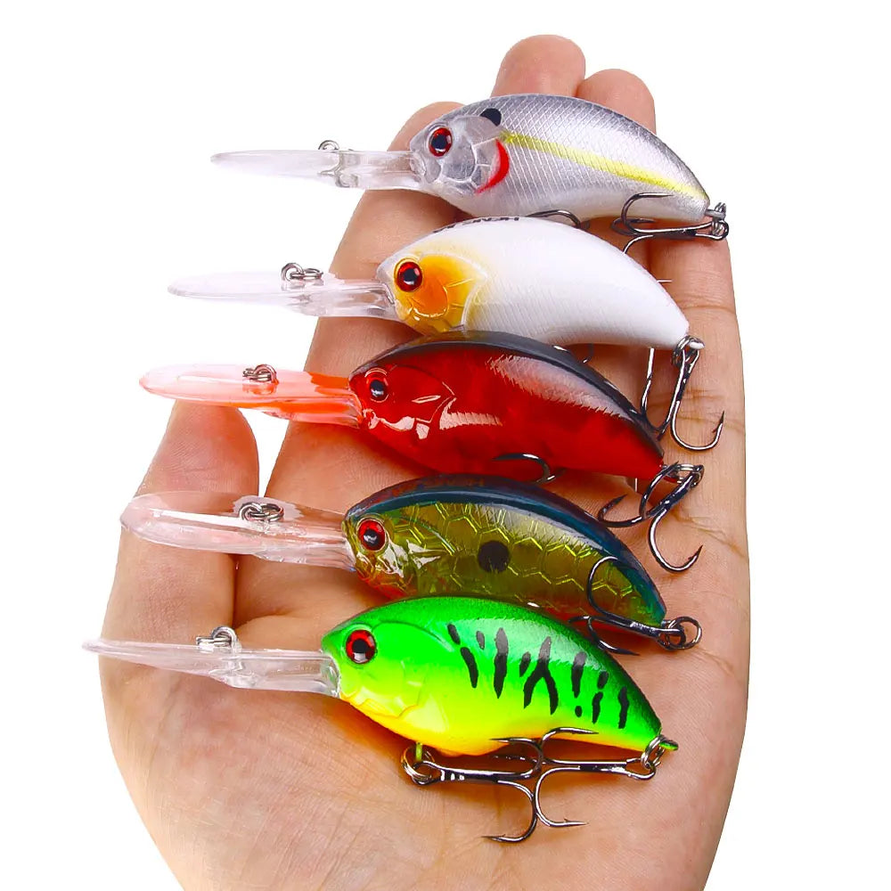 HENGJIA 13G 9CM Fishing Lures Rock Crank Bait Crankbait Minnow  Bass Treble Hooks Swim Hard Lure Baits Wobbler Long Big Tongue