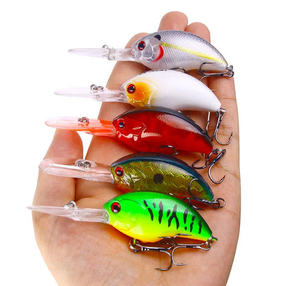 HENGJIA 13G 9CM Señuelos de pesca Rock Crank Bait Crankbait Minnow Bass Anzuelos triples Swim Hard Lure Baits Wobbler Long Big Tongue