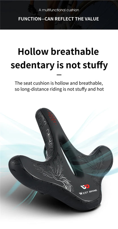 WEST BIKING Ergonomic Bicycle Saddle Long Distance Cycling Widen Thicken Cushion MTB Touring Bike Saddle Comfortable E-Bike Seat