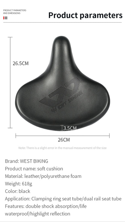 WEST BIKING Ergonomic Bicycle Saddle Long Distance Cycling Widen Thicken Cushion MTB Touring Bike Saddle Comfortable E-Bike Seat