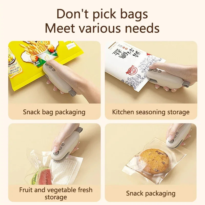 Xiaomi Sealer Food Bag Portable Plastic Bags Sealing Machine Thermoplastic Bag Sealants Handheld Food Packaging Heat Sealer Home