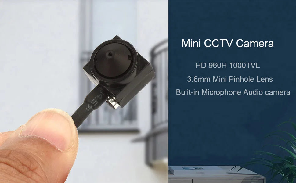 Cámara de vigilancia de seguridad mini HD Uvusee CCTV 1/3 CCD 1000TVL 3,7 mm de ángulo más amplio con micrófono de audio