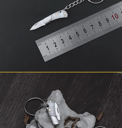 Mini Knife Wooden Handle Folding Knife Sharp EDC Self-defense Camping Tool Gift Keychain Pendant Outdoor Pocket Knive