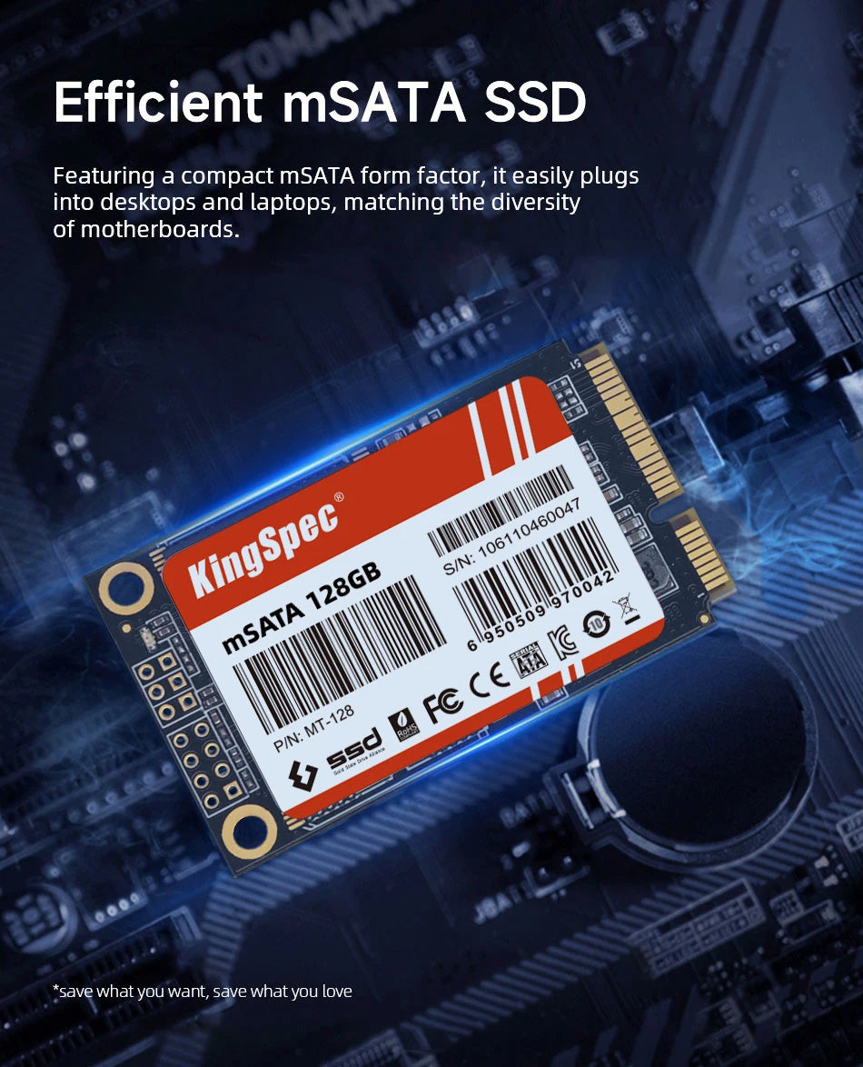 KingSpec mSATA SSD 128 GB 256 GB 512 GB mSATA SSD 1 TB 2 TB HDD para computadora de escritorio Disco duro interno de estado sólido de 3 x 5 cm para computadora portátil HP