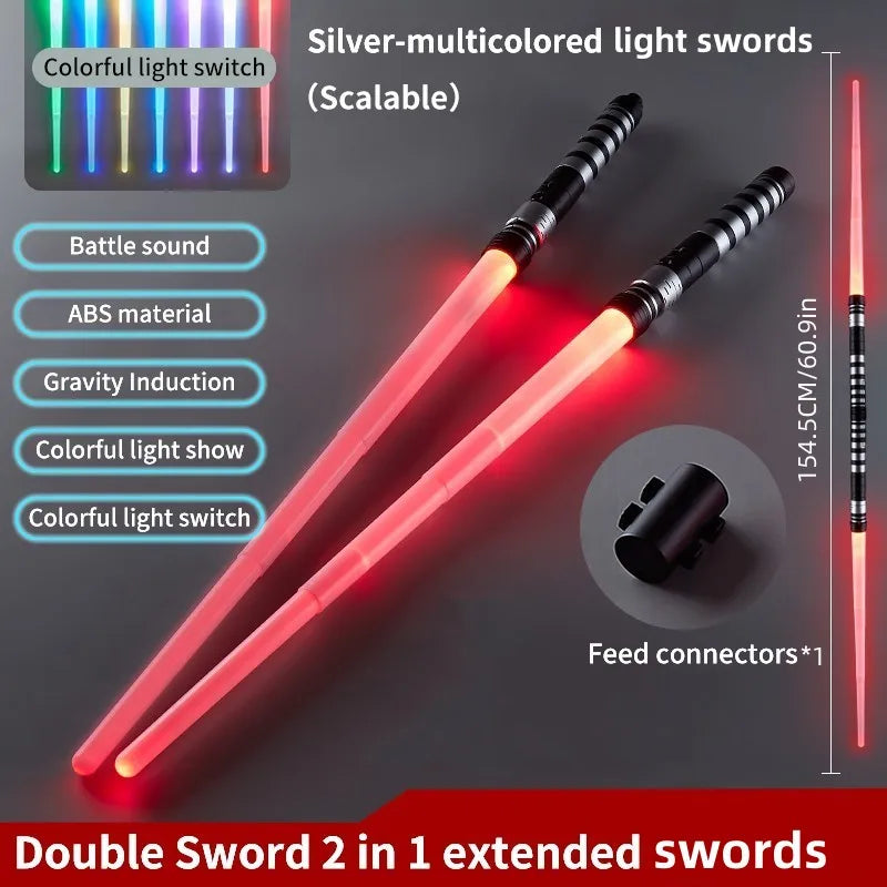 REikirc 75cm RGB  Lightsaber 2 in 1 7 colors Light Saber for 3+ Kids Laser Sword Toy Party Glow Swords