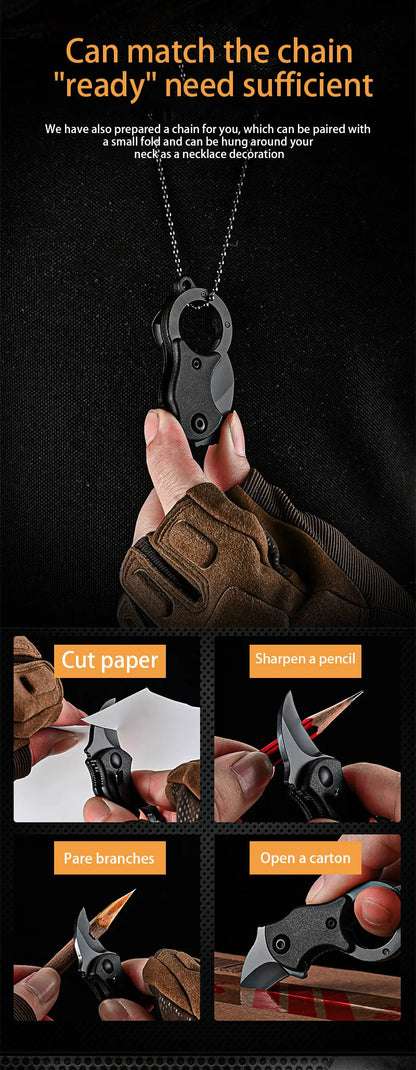 Outdoor Pocket Knife Portable EDC Key Knife Fox Knife Paw Knife Case Opener Knife Necklace Carry-on Portable Mini Pocket Knife