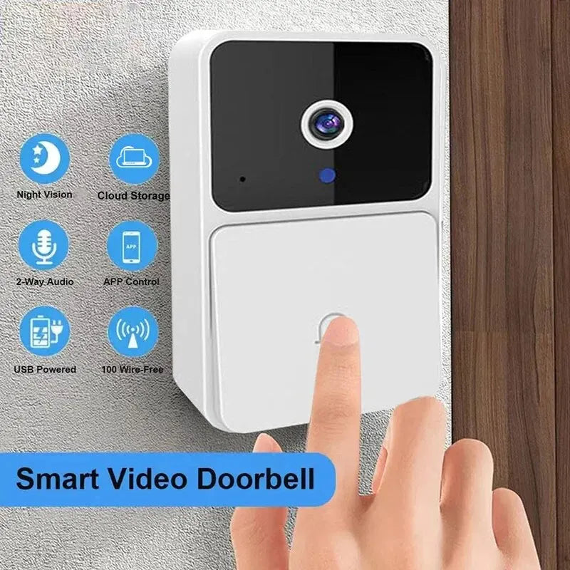 Timbre de puerta con cámara y video WIFI, inalámbrico, visión nocturna, seguridad para el hogar inteligente, timbre de puerta HD, intercomunicador bidireccional con cambio de voz para el hogar