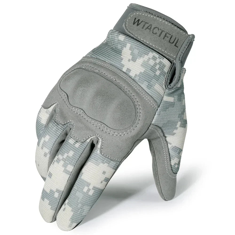 Guantes tácticos ACU camuflaje pantalla táctil paintball combate lucha carcasa dura bicicleta guantes de dedos completos hombres