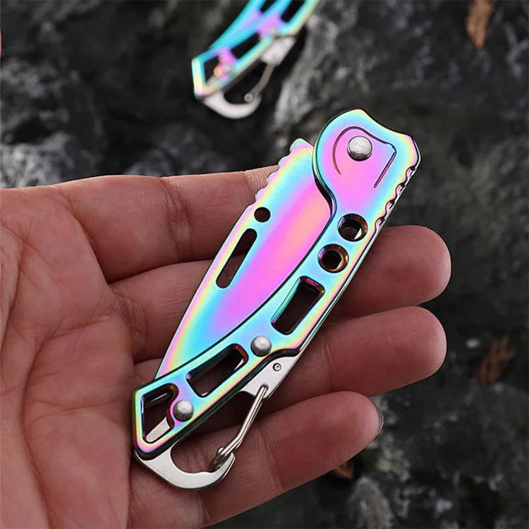 Stainless Steel Survival Knife Keychain, Folding Multifunctional Tactical Knife For Outdoor Hunting Camping