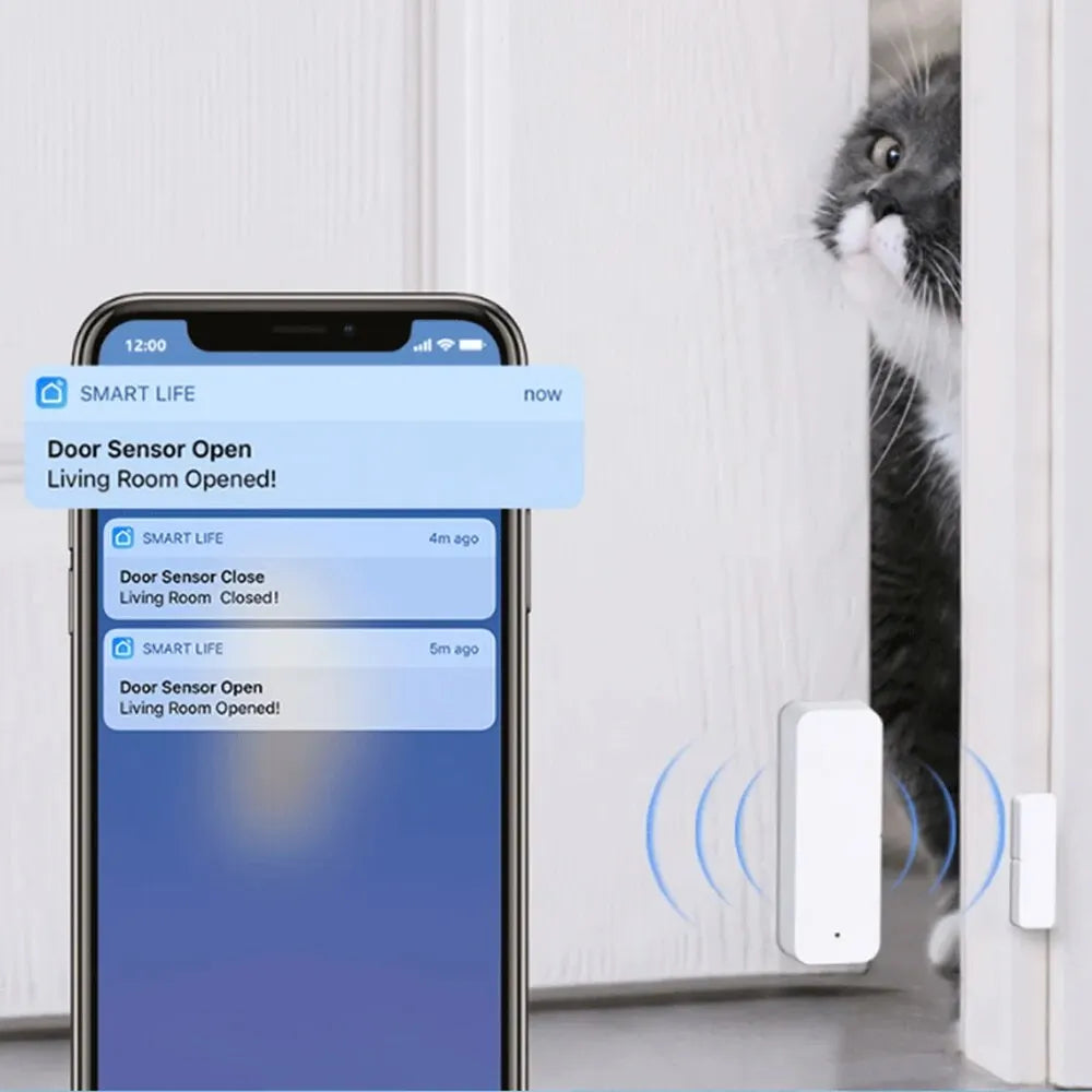 Sensor de puerta WiFi Tuya Contacto de ventana Abrir y cerrar Control remoto de aplicación Tuya Compatible con Alexa Asistente de Google